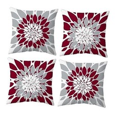 Pack of 4 Outdoor Waterproof Pillow Covers 16" x 16" Pack of 4 Burgundy