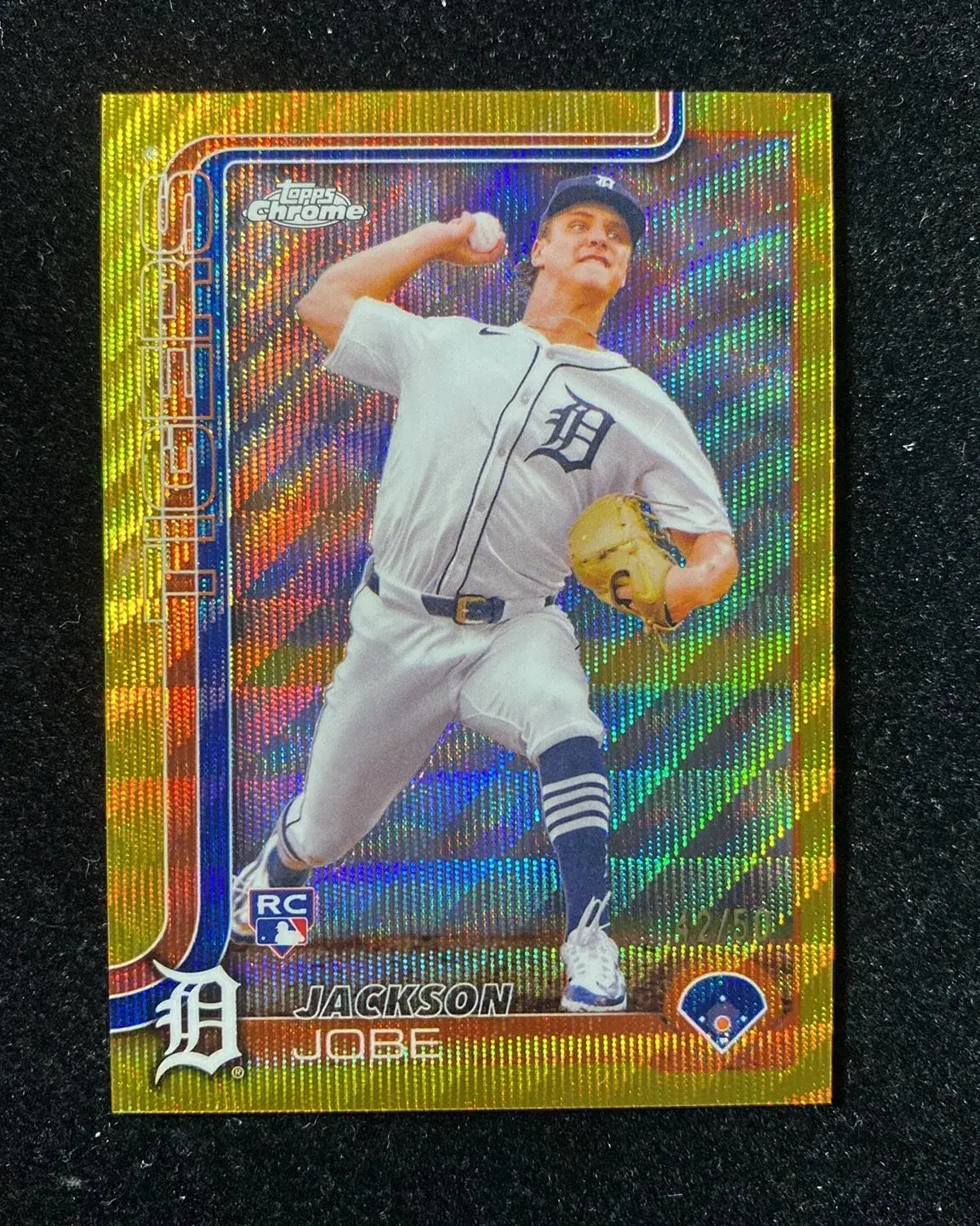 2025 Topps Chrome Gold Wave #249 Jackson Jobe RC Rookie 42/50 Tigers HD