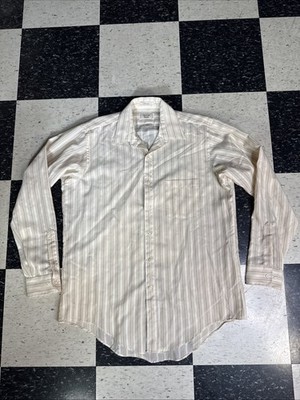 Vintage Arrow Kent Shirt Men Large 70s Made in USA Dagger Collar Sz 16 34/35