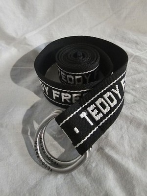 Teddy Fresh Logo Web Belt Black White D Ring Streetwear Adjustable