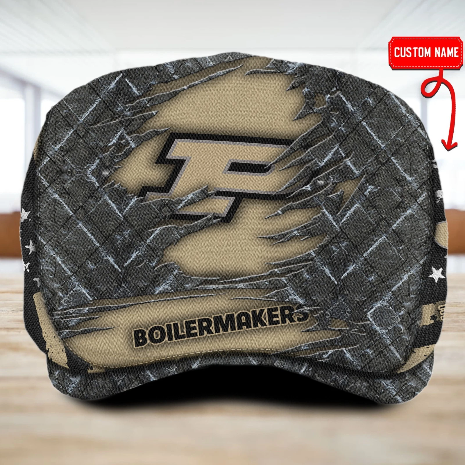 Purdue Team Boilermakers Jeff Cap NCAA Jeff Cap Newsboy Flat Golf Driving Hat