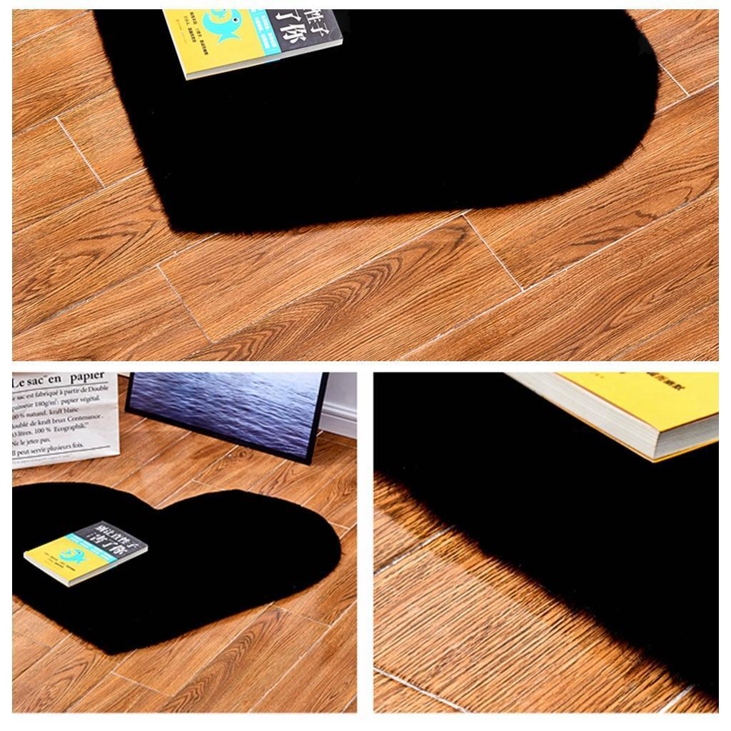 Heart Shaped Area Rug,Shaggy Plush Floor Mat for Bedroom,70x90cm Black