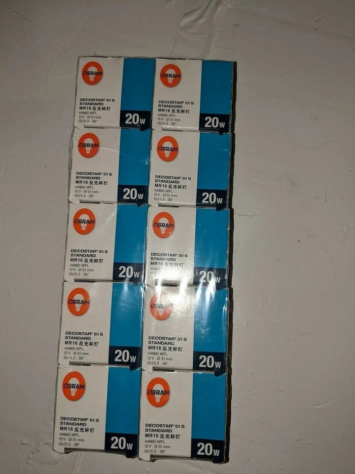 Osram 20W 12V 50mm GU5.3 Cap 36 Degree Beam Angle MR16 -10 Pack - Image 2 of 4