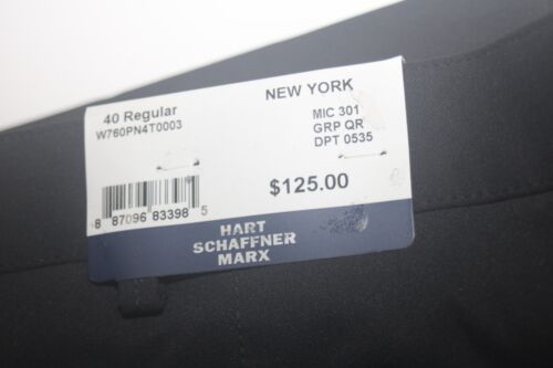 Hart Schaffner Marx New York W760PN4T0003 Black Flat Dress Pant Unhemmed 40R NWT - Picture 2 of 6