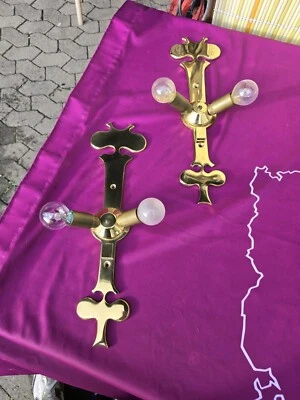 2xBilder/Wandleuchte, Vintage Messing brüniert Wandlampe, Antik Stil, RARITÄT - Bild 1 von 4