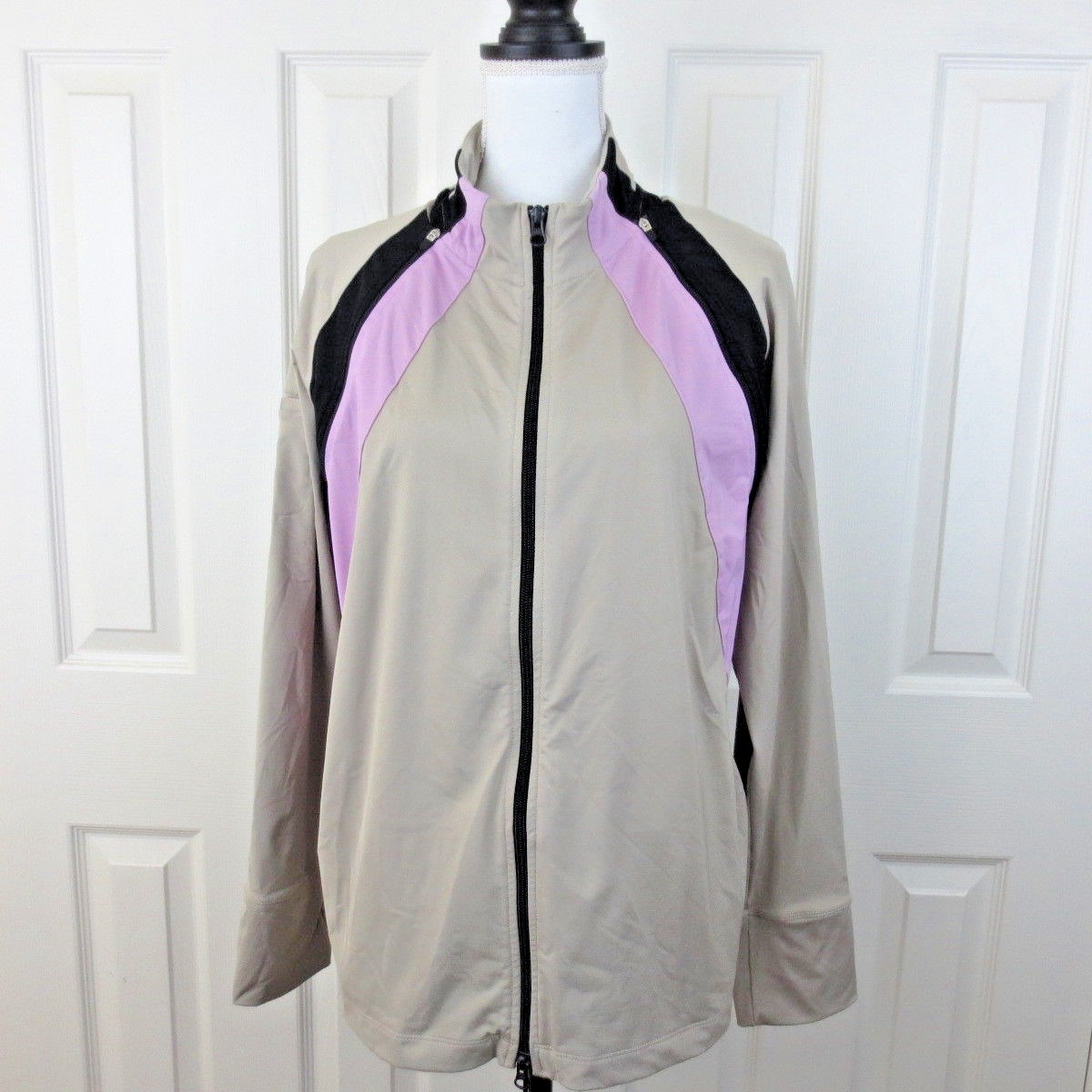 SOMA 2 in 1 Convertible Jacket Vest Stretch Sz XL Lilac Khaki Tan
