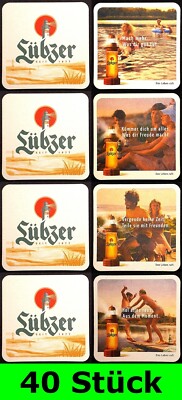 40 Stück Bierdeckel (10x4er Serie) Lübzer - Das Leben ruft - Bar Theke Tresen