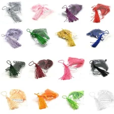 6 Polyester 3 inch Long Thread String Tassels w/ 2 inch Twisted Loop For Hanging