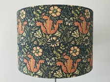 William Morris Lampshade Compton Floral Green and Orange Fabric - New Handmade