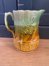 Brocca brocca brocca vittoriana maiolica marrone giallo floreale art nouveau made in England