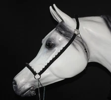 NEW! Hand Braided Arabian Style Show Halter, BLING CONCHOS, Horse Tack,  BLACK 