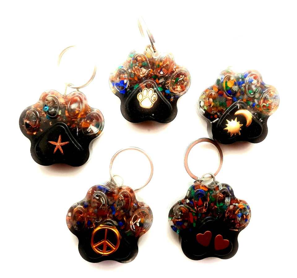 EMF 5G Protección Mascota Perro Dije Orgón/Shungita/Turmalina Negra (Impresión de Pata) Foto 2 de 4