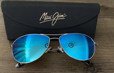 #ad Maui Jim BLUE HAWAII 60mm Chrome Aviator POLARIZED Sea Womens Sunglass B772 17 $139.00