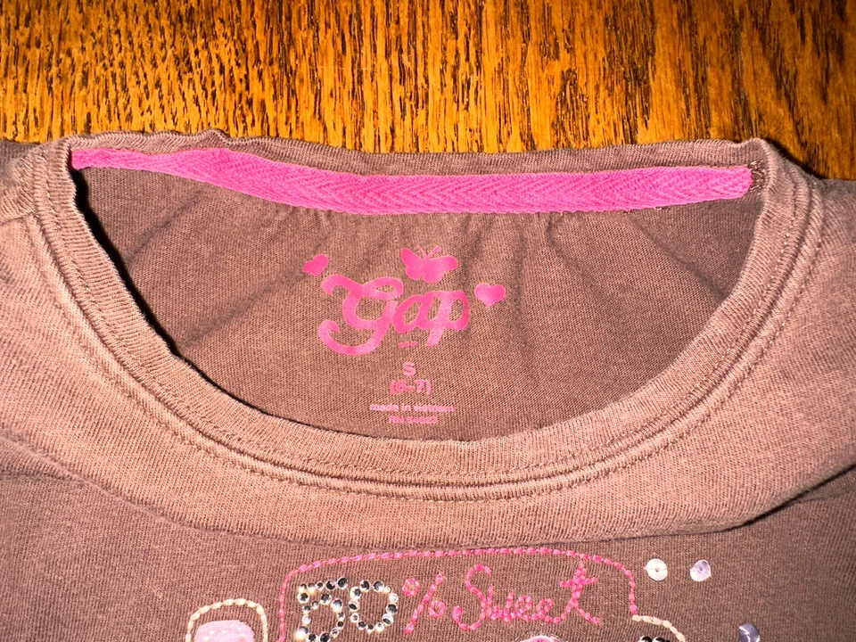Vintage GAP Kids Girls 6-7 Shirts Set Lot Embellished Sequin Appliqué Bling - Image 4 of 4