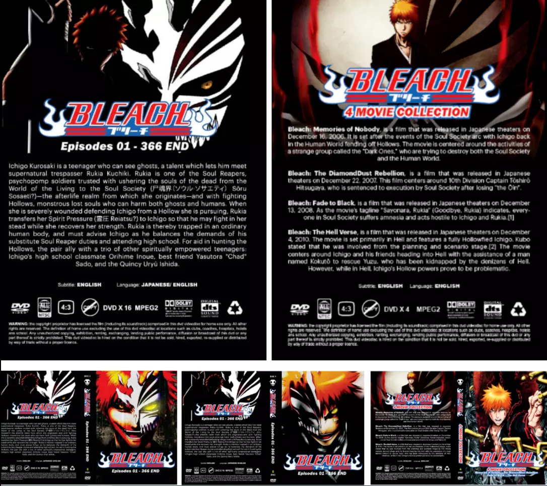 Bleach Episodes 1 - 366 English Dubbed Complete Series 16 Seasons