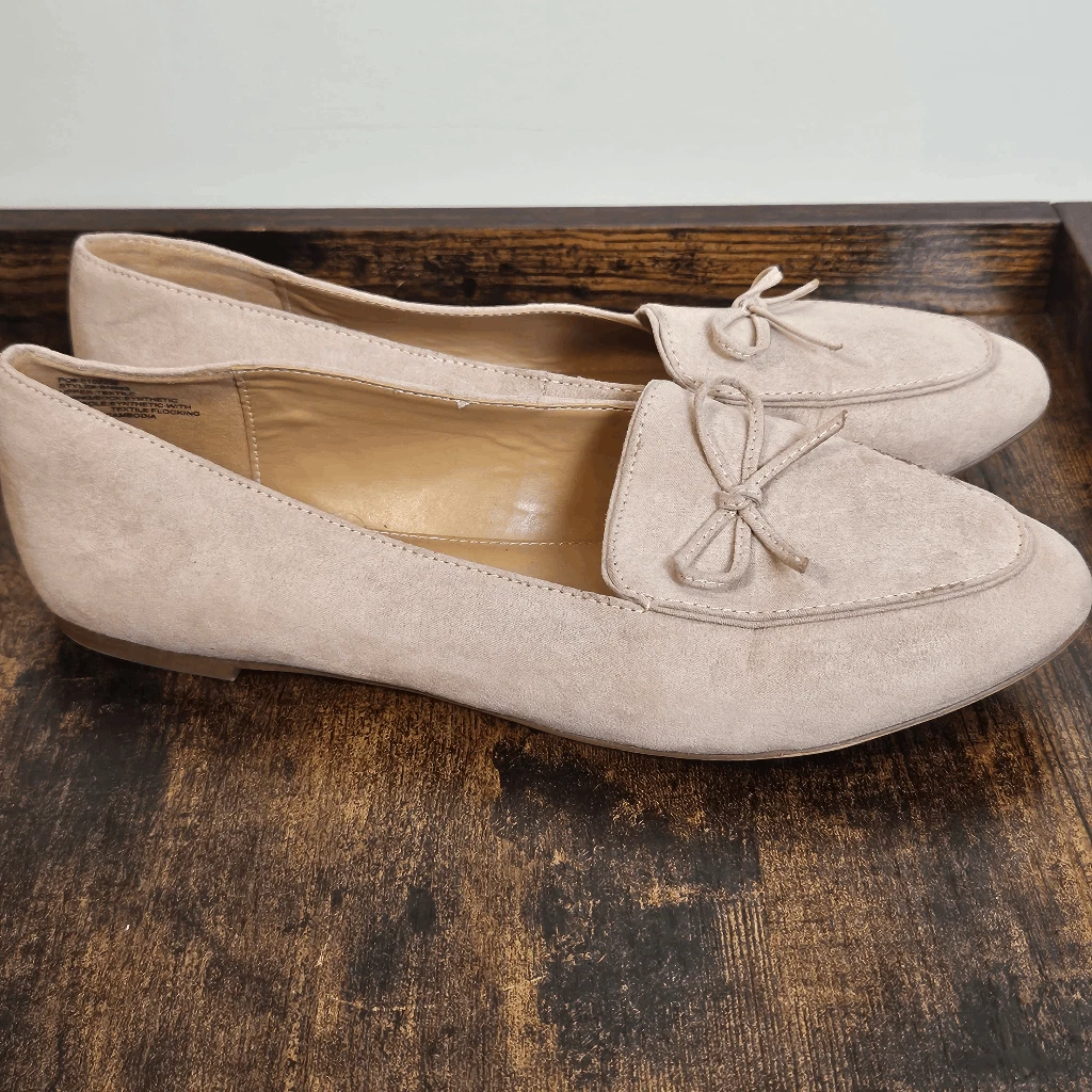 J. Crew Suede Loafers with Bow Casual Shoes Women Nude Natural Beige size 10