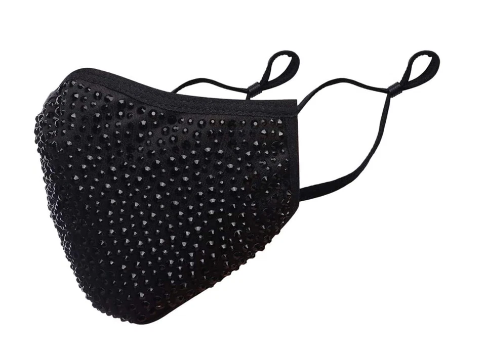 Mascarilla facial de cristal brillante de diamantes de imitación reutilizable lavable con bolsillo de filtro Foto 2 de 4