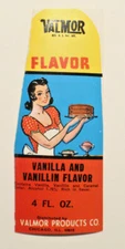C1930-40 Valmor Vanilla Vanillin Flavor Woman Holding Cake Label 