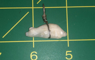 Mid Century Santo Domingo Carved Shell Fetish Pendant by K. Garcia (d.)
