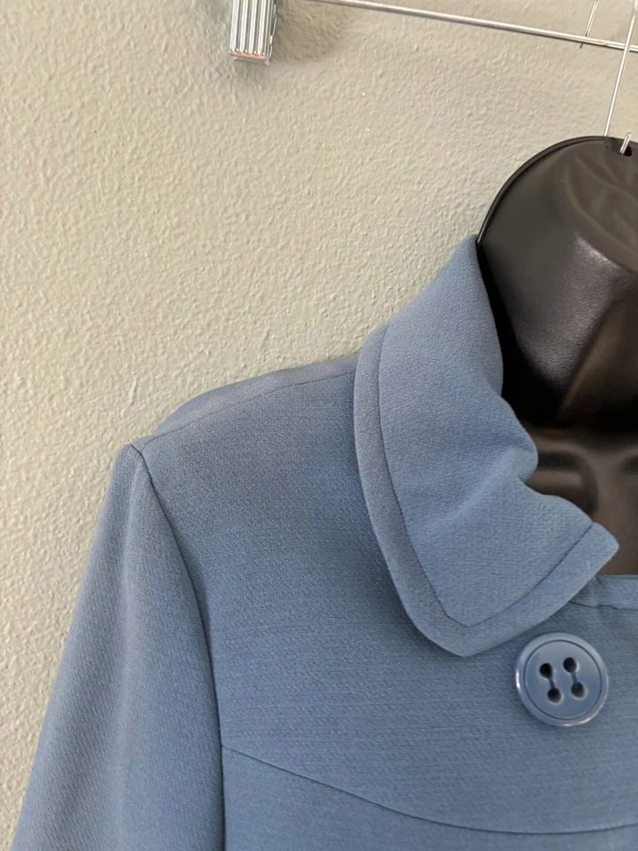 Atmosphere Womens Long Sleeve Double Breasted Blue Lined Pea Coat Pockets 10 /32 - Image 2 of 4