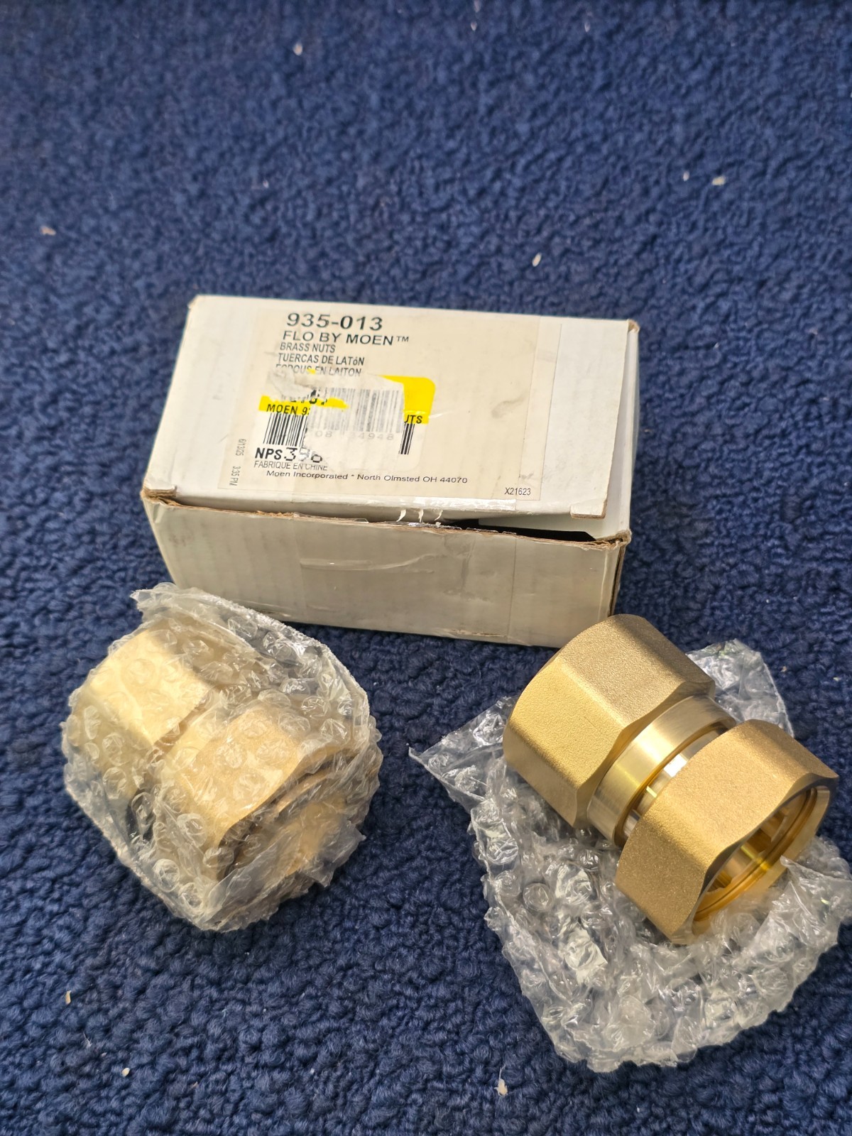 (QTY 2) Moen 935-013: 1" Brass Union Nut For Moen Smart Water Shutoff Valve