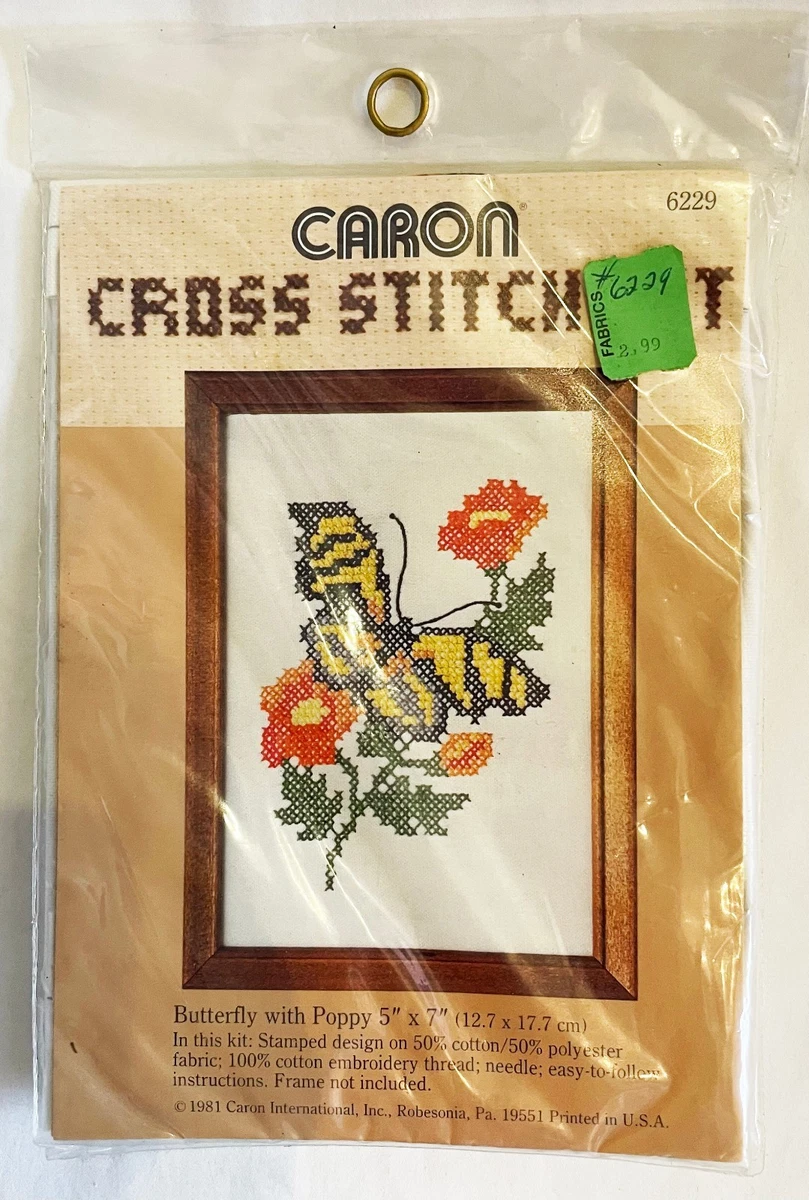 Kit De Broderie Crewel Caron Hallmark - Papillons (5x7") - Design Vintage 1977 - Neuf