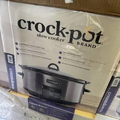 Crock-Pot Large 8-Quart Programmable Slow Cooker Auto Warm Black Stainless Steel