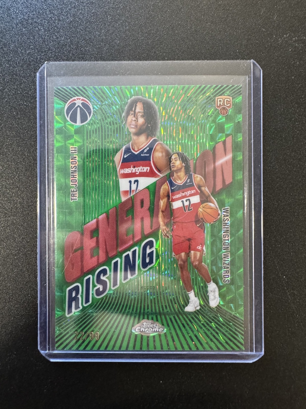 2025-26 Topps Chrome Tre Johnson III Generation Rising Green Geometric /99 RC