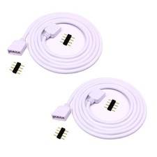 2pcs 3m 9.8ft RGB Extension Cable - White 4 Pin Quick Connector for SMD 5050 ...