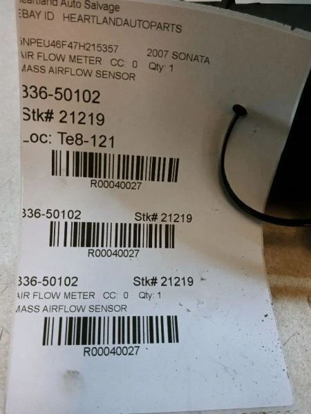 07-09 SENSOR DE FLUJO DE AIRE DE MASA HYUNDAI SONATA MEDIDOR MAF OEM USADO 28110-3C100 Foto 4 de 4