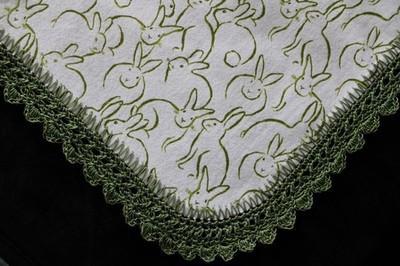 Receiving Blanket Hand Crochet Edge New Baby Shower Girl Boy SO MANY BUNNIES!