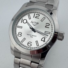 Unused Activa by Invicta Quartz Watch Unisex 30m Silver Analog New Batter 8.5"