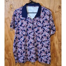 Lands' End Polo Shirt Women's 3X Classic Preppy Paisley Cotton Retro Normcore