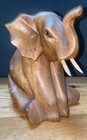 Hand Carved Sitting Elephant Suar Wood Finish G6 Collection App 6” Tall — photo 10