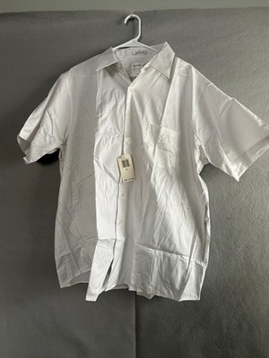 Van Heusen Dress Shirt Men's XXL 18.5 White Sateen Easy Care JDC Monogram NWT