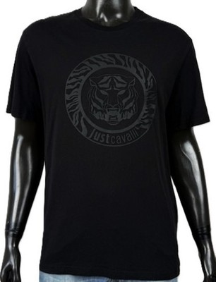 Just Cavalli Herren T-Shirt M Baumwolle Schwarz Tiger Oversize Streetwear Luxury Top