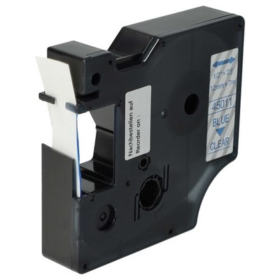 Schriftband Ersatz für Dymo D1, 45011 Blau/Klar 12mm 7m