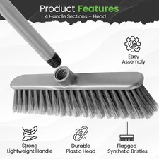 Indoor Floor Sweeping Brush Soft Kitchen Broom, 120cm Interlocking Long Handle