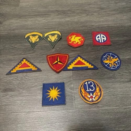 Vintage Lot Of  10 Assorted WWII WW2 US Patches Great Patches Military Rare VTG