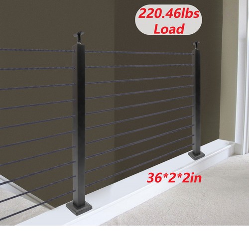 Cable Railing Post 36"x2"x2"  Deck Railing Horizontal Drilling Angle Black - Picture 1 of 16