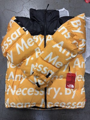 Supreme x The North Face By Any Means Nuptse Jacket Yellow NWT 