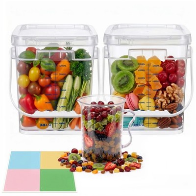 2 Pack 1 Gallon Food Grade Square Bucket with Easy-Open Lids, Food Storage Co...