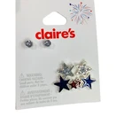 Claires New Set of 2 Post Pierced USA Earrings Patriotic Stars