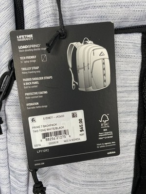Adidas Prime 7 Backpack White Black fits 17