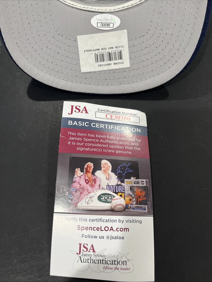 GORRA DON MATTINGLY YANKEE CAPITÁN FIRMADA NY YANKEE AUTENTICACIÓN JSA SOMBRERO RARO Foto 3 de 4