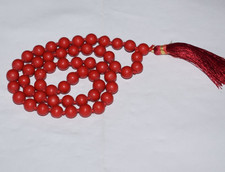 54 Beads Coral Lab Dyed Japa Mala Handmade 8 mm Smooth Gemstone Prayer Beads