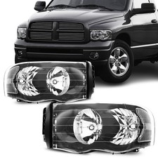 Pair Headlight Assembly For Ram 1500 2500 3500 02-05 Halogen Clear Lens Black Pair Headlight Assembly For Ram 1500 2500 3500 02-05 Halogen Clear Lens Black