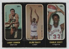 1971-72 Topps Trios Stickers Larry Cannon Zelmo Beaty Charlie Scott HOF 0qo1