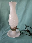 Vintage Hobnail White Milk Glass 13.25" Hurricane Electric Table Lamp WORKS