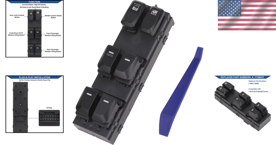 Hyundai Tucson 2010-2015 interruptor de janela controle de energia OEM substituição 93571-2S000 - Imagem 2 de 4